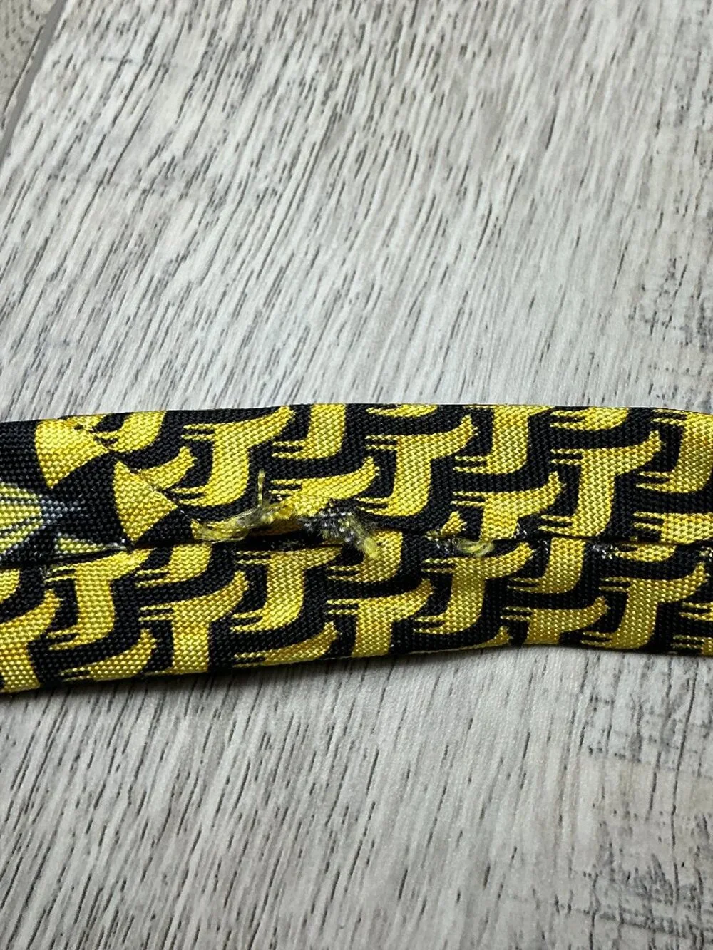 Gianni Versace Silk Tie Black Yellow Geometric Pattern - Flawed